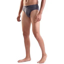 Men Regular Fit Solid Pattern Supima Cotton Elastane Blend Brief (Size: S)-PZRX00286-G6 Dark Grey-image-2