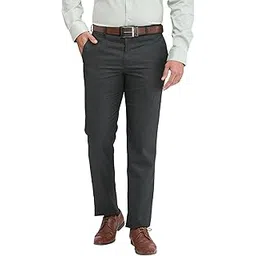 Men's Regular Fit Stripe Pattern Poly Viscose Blend Flat Front Formal Mid Rise Trouser (Size: 32)-PMTX07639-G8 Dark Grey-image-21