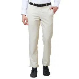Park Avenue Beige Classic Fit Texture Trousers-picture-14