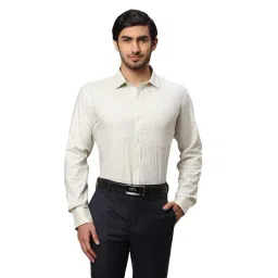 Park Avenue Beige Cotton Slim Fit Checks Shirts-picture-21