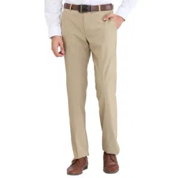 Park Avenue Beige Regular Fit Self Pattern Trousers-picture-18
