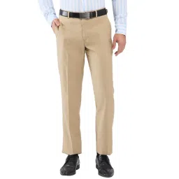 Park Avenue Beige Regular Fit Trousers-picture-16