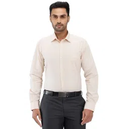 Park Avenue Beige Slim Fit Self Pattern Shirt-picture-45