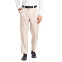 Park Avenue Beige Super Slim Fit Texture Trousers-picture-44