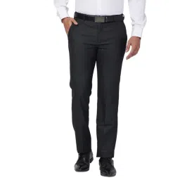 Park Avenue Black Regular Fit Checks Trousers-picture-28