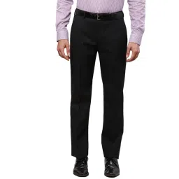 Park Avenue Black Regular Fit Checks Trousers-picture-27
