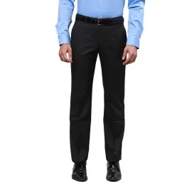 Park Avenue Black Regular Fit Checks Trousers-picture-18
