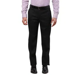 Park Avenue Black Regular Fit Checks Trousers-picture-34