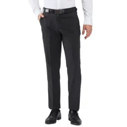 Park Avenue Black Regular Fit Checks Trousers-picture-46