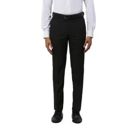 Park Avenue Black Regular Fit Checks Trousers-picture-26
