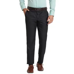 Park Avenue Black Regular Fit Checks Trousers-picture-17