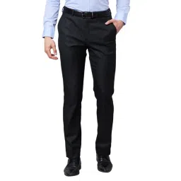 Park Avenue Black Regular Fit Checks Trousers-picture-37
