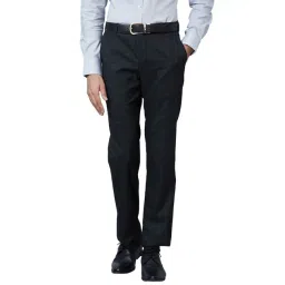 Park Avenue Black Regular Fit Checks Trousers-picture-35