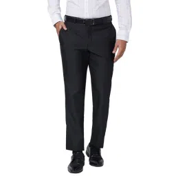 Park Avenue Black Regular Fit Flat Front Trousers-picture-23