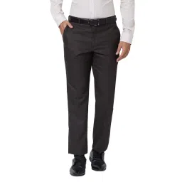 Park Avenue Black Regular Fit Self Design Flat Front Trousers-picture-25