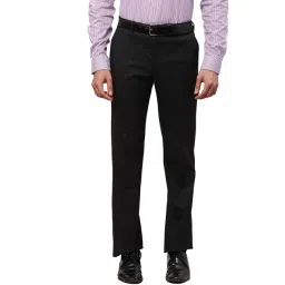 Park Avenue Black Regular Fit Self Pattern Trousers-picture-26