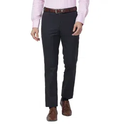 Park Avenue Black Regular Fit Striped Flat Front Trousers-picture-16