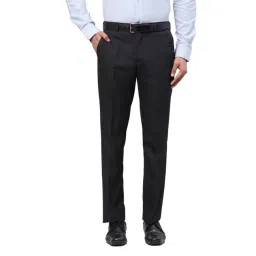 Park Avenue Black Regular Fit Striped Trousers-picture-41