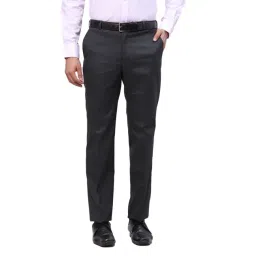 Park Avenue Black Regular Fit Texture Trousers-picture-22