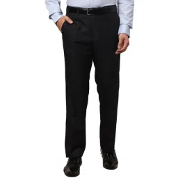 Park Avenue Black Slim Fit Flat Front Trousers-picture-44