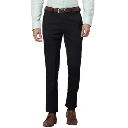 Park Avenue Black Slim Fit Texture Trousers-picture-18