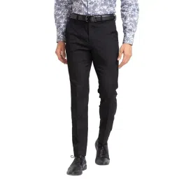 Park Avenue Black Super Slim Fit Checks Trousers-picture-18