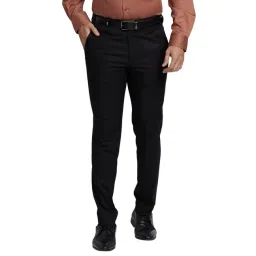 Park Avenue Black Super Slim Fit Checks Trousers-picture-24