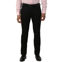 Park Avenue Black Super Slim Fit Checks Trousers-picture-15