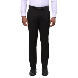 Park Avenue Black Super Slim Fit Checks Trousers-picture-27