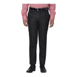 Park Avenue Black Super Slim Fit Flat Front Trousers-picture-29