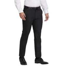 Park Avenue Black Super Slim Fit Texture Trousers image 4
