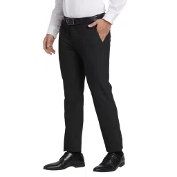 Park Avenue Black Super Slim Fit Texture Trousers image 3