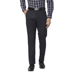 Park Avenue Blue Classic Fit Texture Trousers-picture-43