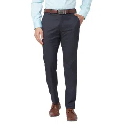 Park Avenue Blue Classic Fit Texture Trousers-picture-36