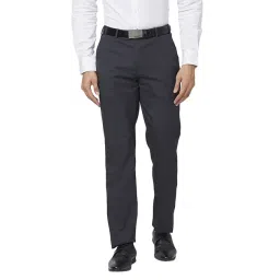 Park Avenue Blue Classic Fit Texture Trousers-picture-21