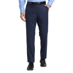 Park Avenue Blue Luxus Fit Texture Trousers-picture-32