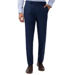 Park Avenue Blue Polyviscose Slim Fit Houndstooth Formal Trosuers-picture-29