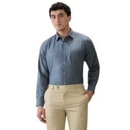 Park Avenue Blue Regular Fit Self Design Formal Shirt-picture-25
