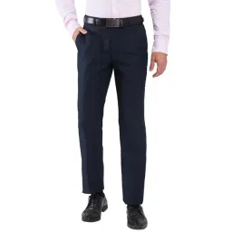 Park Avenue Blue Regular Fit Self Pattern Trousers-picture-34