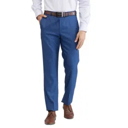 Park Avenue Blue Regular Fit Trousers-picture-34