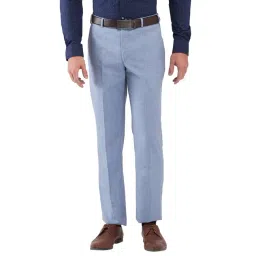 Park Avenue Blue Regular Fit Trousers-picture-33