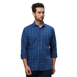 Park Avenue Blue Slim Fit Check Shirt-picture-36