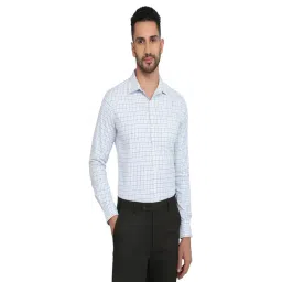 Park Avenue Blue Slim Fit Checkered Formal Shirt-picture-20