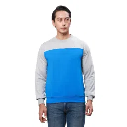 Park Avenue Blue Slim Fit Colour Block Sweatshirt-picture-34