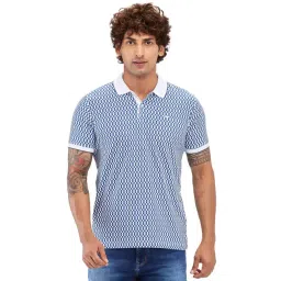 Park Avenue Blue Slim Fit Printed Polo T-Shirt-picture-18