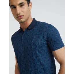 Park Avenue Blue Slim Fit Printed Polo T-Shirt image 5