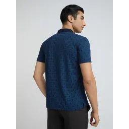 Park Avenue Blue Slim Fit Printed Polo T-Shirt image 2