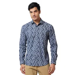 Park Avenue Blue Slim Fit Printed Shirt-picture-33