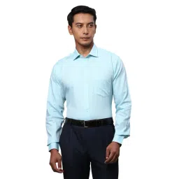 Park Avenue Blue Slim Fit Self Design Cotton Shirt-picture-46