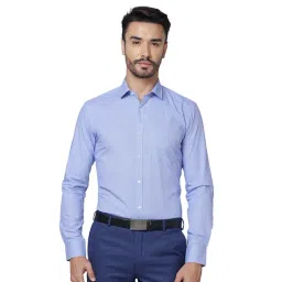 Park Avenue Blue Slim Fit Self Design Shirt-picture-26